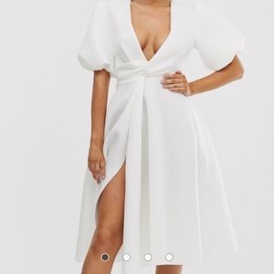 ASOS bubble sleeve/twist detail/midi dress